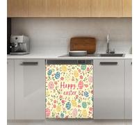 Mexpekil Happy Easter Floral Eggs - Copertura magnetica per lavastoviglie, 53 x 66 cm, adesivo decorativo per lavastoviglie per porta d'ingresso, impermeabile, pannello magnetico per elettrodomestici