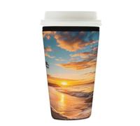 Mexpekil Hawaiian Beach Sunset Tropical Coconut Tree - Manicotto riutilizzabile per bevande calde e fredde, in neoprene, per bevande calde e fredde, adatto per 623-680,4 g