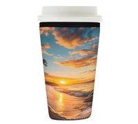 Mexpekil Hawaiian Beach Sunset Tropical Coconut Tree - Manicotto riutilizzabile per bevande calde e fredde, in neoprene, per bevande calde e fredde, adatto per 760-800 ml