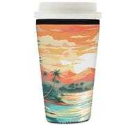 Mexpekil Hawaiian Tropical Coconut Seaside - Manicotto riutilizzabile per bevande calde e fredde, in neoprene, per bevande calde e fredde, adatto per 907,2 g