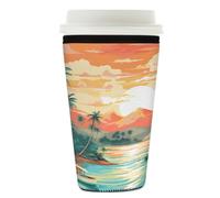 Mexpekil Hawaiian Tropical Coconut Seaside - Manicotto riutilizzabile per bevande calde e fredde, in neoprene, per bevande calde e fredde, per tazze da 760 a 793 ml