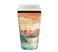 Mexpekil Hawaiian Tropical Coconut Seaside - Manicotto riutilizzabile per bevande calde e fredde, in neoprene, per bevande calde e fredde, adatto per 623-680,4 g