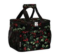 Mexpekil Holly Leaves Dark - Borsa termica per il pranzo, riutilizzabile, per donne, uomini, adulti, grande, riutilizzabile, per lavoro, picnic, attività all'aperto