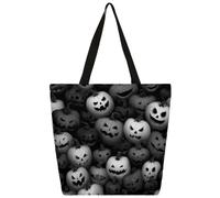 Mexpekil Horror Halloween Pumpkins Canvas Tote Bag per donne ragazze borse della spesa riutilizzabili borse della spesa grandi borse da donna borsa a tracolla multiuso