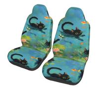 Mexpekil Lily Pond - Coprisedili per auto, motivo: gatto che gioca, 2 | Coprisedile universale per auto, per la maggior parte delle auto, antiscivolo, copertura completa per interni auto