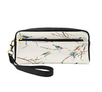 Mexpekil Little Bird On Branches - Astuccio da viaggio per trucchi, portapenne, in pelle, per cosmetici, pennelli da trucco, cancelleria, per bambini, ragazze, ragazzi, scuola e ufficio