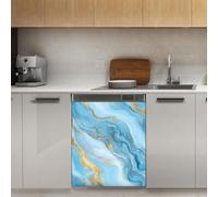 Mexpekil Llight Blu Gold Marble Lavastoviglie Magnete Copertura 53 x 66 cm Adesivo decorativo per Lavastoviglie per Porta d'ingresso Impermeabile Pannello Elettrodomestico Cucina Pannello Adesivo