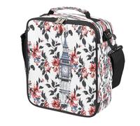 Mexpekil London Big Ben Flower - Borsa per il pranzo per bambini e bambine, quadrata con isolamento termico, riutilizzabile, per scuola, picnic, viaggi