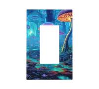 Mexpekil Magic Art - Copertura per interruttore della luce a forma di fungo e bosco, 1 banda singola, copertura decorativa da parete per casa e ufficio