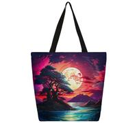 Mexpekil Magic Moon Night - Borsa tote in tela per donne e ragazze, riutilizzabile, per la spesa, grande, borsa a tracolla multiuso