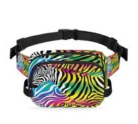 Mexpekil Marsupio colorato zebrato astrattismo a due vie con cerniera a due vie, marsupio idrorepellente con tracolla regolabile, Nero