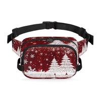 Mexpekil Marsupio con cerniera bidirezionale, motivo albero di Natale, chicco di caffè, impermeabile, con tracolla regolabile, Nero