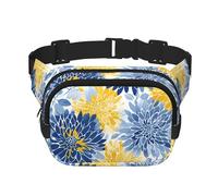 Mexpekil Marsupio con crisantemo blu, giallo, da donna, da uomo, impermeabile, alla moda, con tracolla regolabile, per corsa, escursionismo, Multicolore, Taglia unica