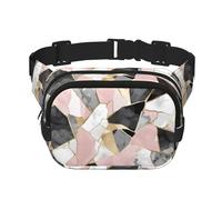 Mexpekil Marsupio con motivo geometrico, nero, rosa, bianco, marmo, unisex, impermeabile, alla moda, con tracolla regolabile, per corsa ed escursionismo, Multicolore, Taglia unica