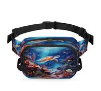 Mexpekil Marsupio da uomo e donna, leggero, resistente all'acqua, con animali marini, tartarughe marine, pesci d'oro, con cintura regolabile, per viaggi, escursionismo, passeggiate con il cane, sport