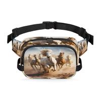 Mexpekil Marsupio, Horses in the Desert Design creativo a due vie con cerniera marsupio idrorepellente marsupio borsa a tracolla con tracolla regolabile, Nero