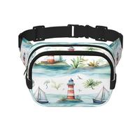 Mexpekil Marsupio Marsupio Acquerello Faro Nave Marsupio Donne Uomini Impermeabile Moda Marsupio con Tracolla Regolabile Borsa a Tracolla per Corsa Escursionismo, Multicolore, Taglia unica