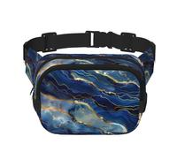 Mexpekil Marsupio Marsupio astratto liquido blu dorato marmo donna uomo impermeabile alla moda marsupio con tracolla regolabile borsa a tracolla per corsa escursionismo, Multicolore, Taglia unica