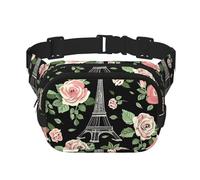Mexpekil Marsupio Marsupio con rose e torre Eiffel, unisex, impermeabile, alla moda, con tracolla regolabile, per corsa ed escursionismo, Multicolore, Taglia unica