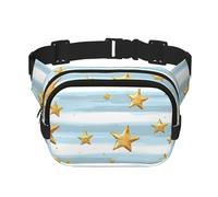 Mexpekil Marsupio Marsupio con stelle dorate e strisce azzurre per donne e uomini, impermeabile, alla moda, con tracolla regolabile, borsa a tracolla per corsa ed escursionismo, Multicolore, Taglia