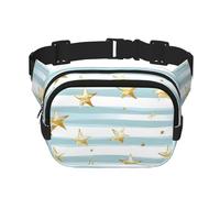 Mexpekil Marsupio Marsupio con stelle dorate e strisce azzurre per donne e uomini, impermeabile, alla moda, con cinghia regolabile, borsa a tracolla per corsa ed escursionismo, Multicolore, Taglia