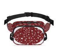 Mexpekil Marsupio rosso con stelle bianche a due vie, con cerniera, impermeabile, marsupio a tracolla con tracolla regolabile, Nero