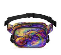 Mexpekil Marsupio, viola colorato, pittura a olio, arte astratta, con cerniera bidirezionale, borsa da cintura idrorepellente, borsa a tracolla con tracolla regolabile, Nero