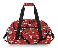 Mexpekil Mexpekil - Borsa da palestra da viaggio per ragazze e ragazzi, borsa da viaggio per il fine settimana, impermeabile, per sport, danza, scuola, Fiore di ciliegio rosso.