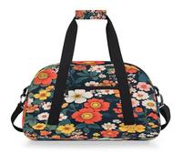 Mexpekil Mexpekil - Borsa da palestra da viaggio per ragazze e ragazzi, borsa da viaggio per il fine settimana, impermeabile, per sport, danza, scuola, Fiori d'arte Foglie