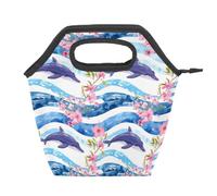 Mexpekil Ocean Blue Whale Cherry Blossom Borsa termica riutilizzabile per il pranzo impermeabile a tenuta stagna borsa per il pranzo per bambini adulti scuola ufficio picnic