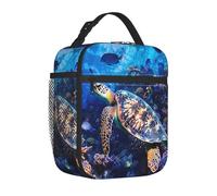 Mexpekil Ocean Fish Turtle Borsa termica per il pranzo per donne e uomini, borsa termica portatile da picnic con tasca laterale in rete per adulti Lunchbox per lavoro