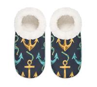 Mexpekil Ocean Sea Anchor Rope Pantofole da donna Fuzzy House Slipper antiscivolo per donne uomini signore, Ocean Sea Anchor Rope, XX-Large largo