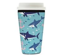 Mexpekil Ocean Sea Shark Anchor - Manicotto riutilizzabile per bevande calde e fredde, in neoprene, per bevande calde e fredde, per tazze da 760 a 800 ml
