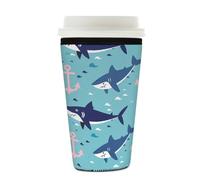 Mexpekil Ocean Sea Shark Anchor - Manicotto riutilizzabile per bevande calde e fredde, in neoprene, per bevande da 623,7 a 680,4 g