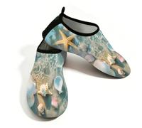 Mexpekil Ocean Sea Starfish Seashell Beach Water Shoes per donne uomini Quick Dry antiscivolo scarpe da acqua a piedi nudi, Spiaggia delle conchiglie delle stelle marine marine, 42.5/43 EU
