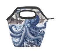 Mexpekil Ocean Seashake Blue Octopus Borsa termica riutilizzabile per il pranzo impermeabile a prova di perdite Borsa per il pranzo per bambini adulti scuola ufficio picnic