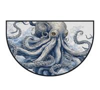 Mexpekil Octopus Art - Zerbino a mezza luna, per interni ed esterni, antiscivolo, lavabile, a semicerchio, assorbente, intrappola lo sporco, 100 x 160 cm
