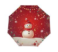 Mexpekil Ombrelli pieghevoli automatici aperti e chiusi, ombrello compatto antivento con pupazzo di neve natalizio per donne e uomini