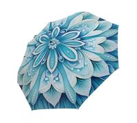 Mexpekil Ombrello compatto antivento forte per bambini donne uomini apertura automatica ombrello pieghevole protezione UV ombrello da viaggio per sole pioggia, Mandala Floreale Blu, 28CM