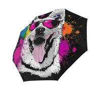 Mexpekil Ombrello compatto antivento forte per bambini donne uomini apertura automatica ombrello pieghevole protezione UV ombrello da viaggio per sole pioggia, Pastore Carino, 28CM