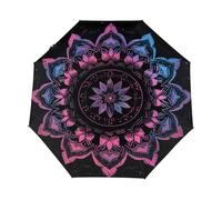 Mexpekil Ombrello compatto con mandala etnico floreale da viaggio forte antivento pieghevole automatico protezione UV sole pioggia ombrelli