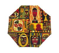 Mexpekil Ombrello compatto stile africano etnico da viaggio forte antivento pieghevole automatico protezione UV sole pioggia ombrelli