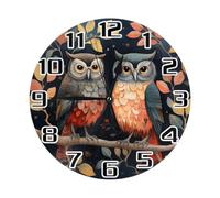 Mexpekil Orologio da parete rotondo a forma di gufo, con animali, silenzioso, senza ticchettio, funzionamento a batteria, per cucina, soggiorno, camera da letto, supporto da scrivania, orologio
