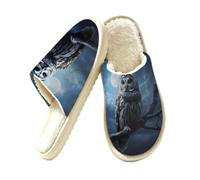 Mexpekil Owl Moon Pantofole da donna Halloween Bird Memory Foam House Shoes, Multi, 42.5/43 EU