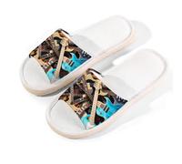 Mexpekil Pantofole a forma di chitarra elettrica magica, per donne e uomini, con punta aperta, scarpe estive in lino, Multi, 39.5/40.5 EU