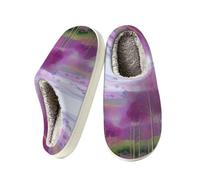 Mexpekil Pantofole calde e accoglienti da donna, in memory foam, calde, da | Pantofole viola con paesaggio pastorale da sogno con paesaggio forestale senza lacci, calde e pelose, per interni ed esterni