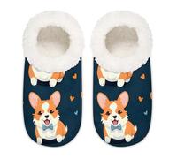 Mexpekil Pantofole da casa in memory foam, comode, antiscivolo, per donne e uomini, a forma di corgi, Multi, 10.5/12 UK Wide