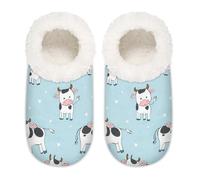 Mexpekil Pantofole da donna con motivo a mucca, pantofole da donna, antiscivolo, per donne, uomini e donne, Simpatico motivo mucca animale, X-Large largo