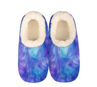 Mexpekil Pantofole da donna e da uomo con colletto soffice, invernali, calde, antiscivolo, per casa, idea regalo per mamma e papà (diverse taglie UK 4-11), Blu Viola Universo Stella, 44/45 EU