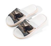 Mexpekil Pantofole estive in lino con aquila, unisex, con uccellino, punta aperta, per la casa, Multi, 39.5/40.5 EU